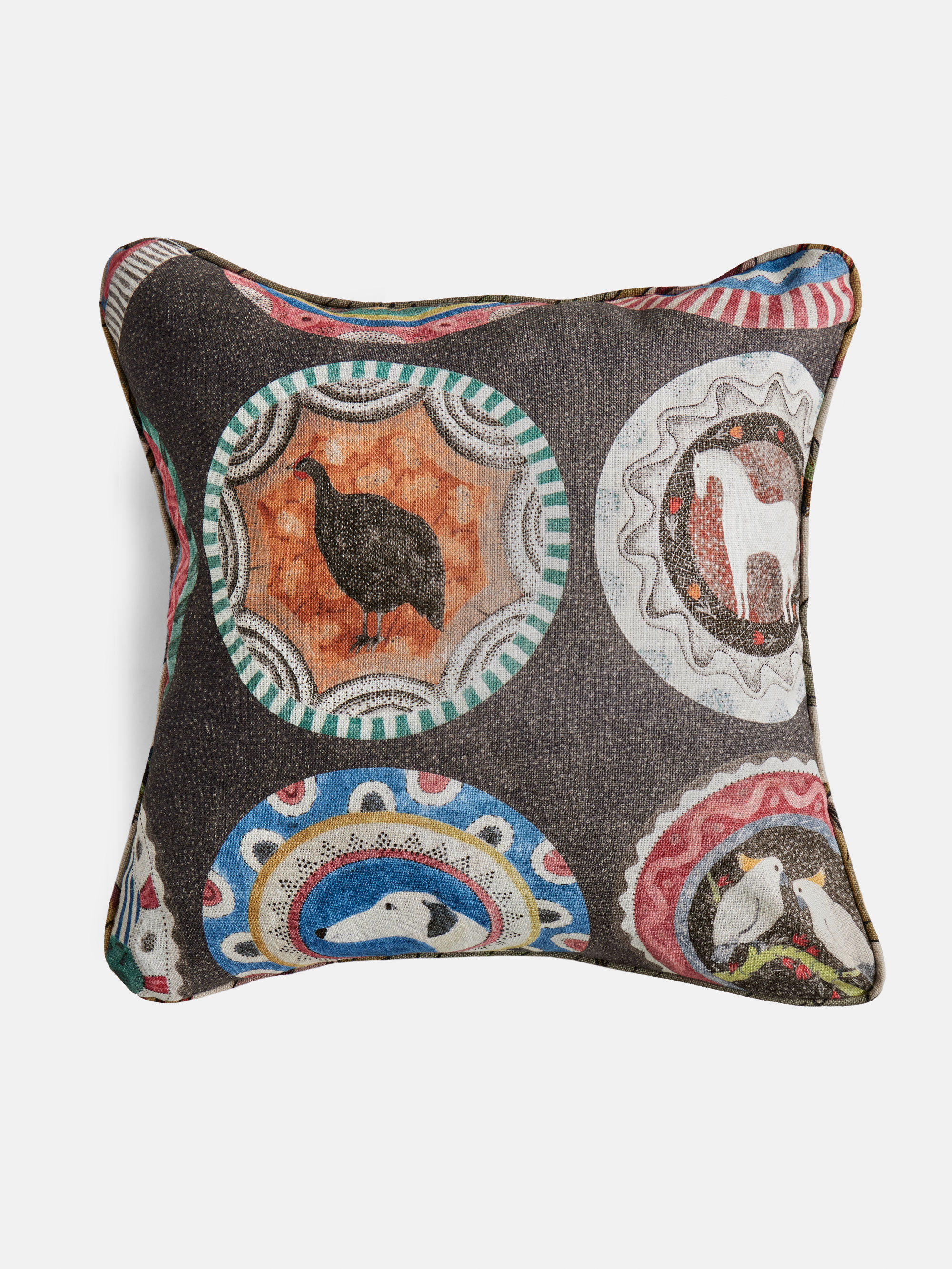 60499 4161da4040 Robinas Dinner Party Cocoa Cushion Portrait
