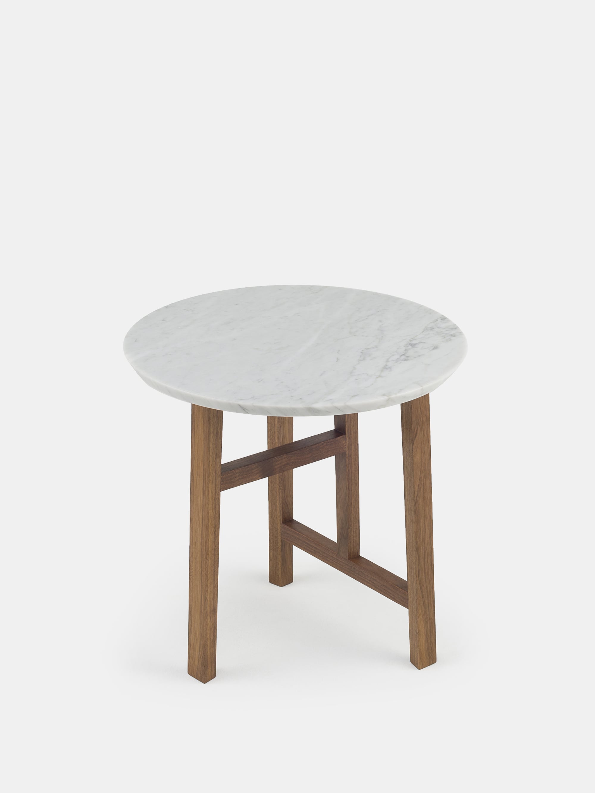 62122 28d6a40c43 Trio Side Table Dansih Oiled Walnut Carrara Marble Front Portrait