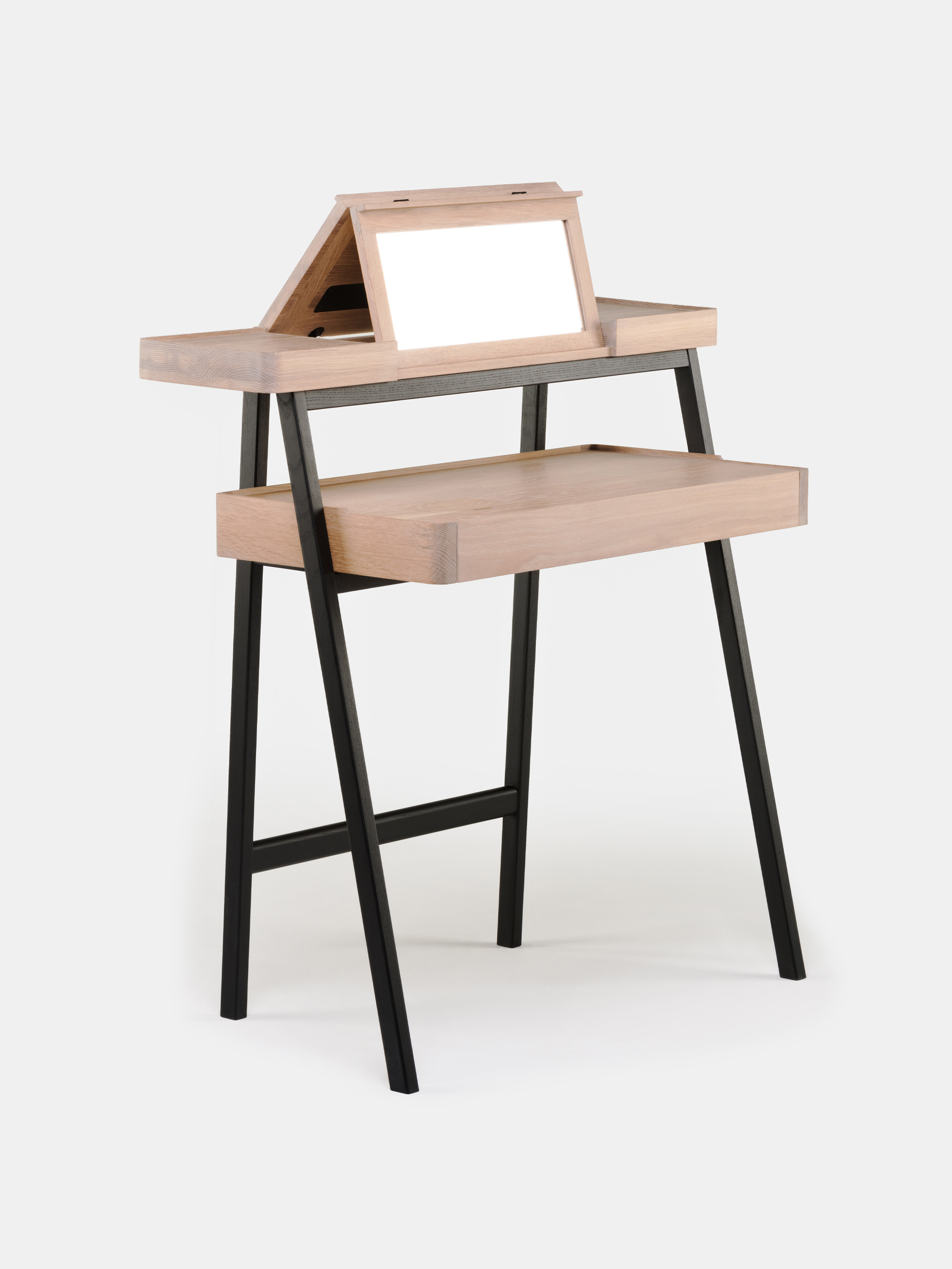 62131 5e83782166 Tray Desk White Oiled Oak And Black Satined Ash Side Portrait