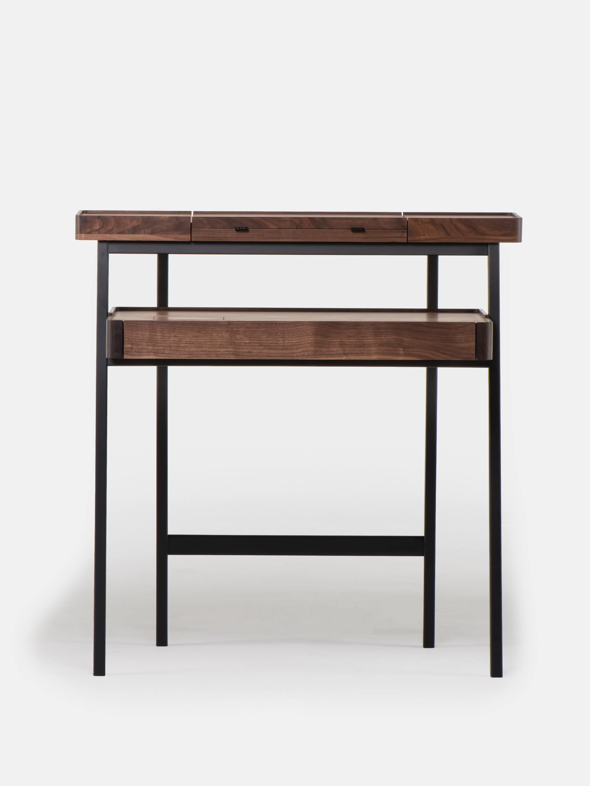 62131 7cf6394614 Tray Desk Danish Oiled Walnut Black Satined Ash Front Closed Portrait
