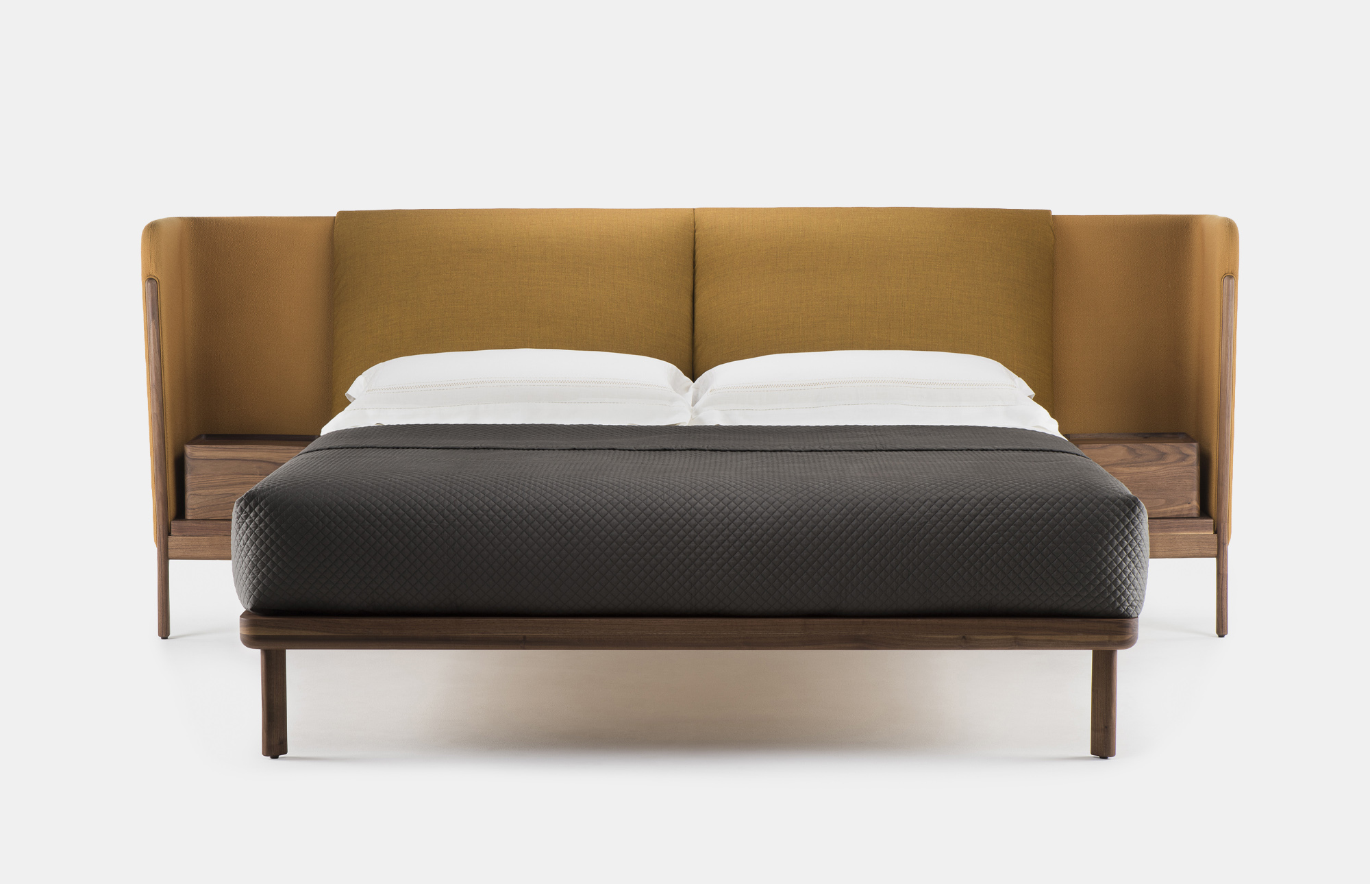 62140 1e40bfebbd Low Dubois Bed With Bedsides Front Danish Oil Walnut Portrait