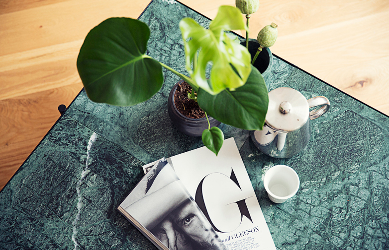 Green Marble - Black & Brass Frame